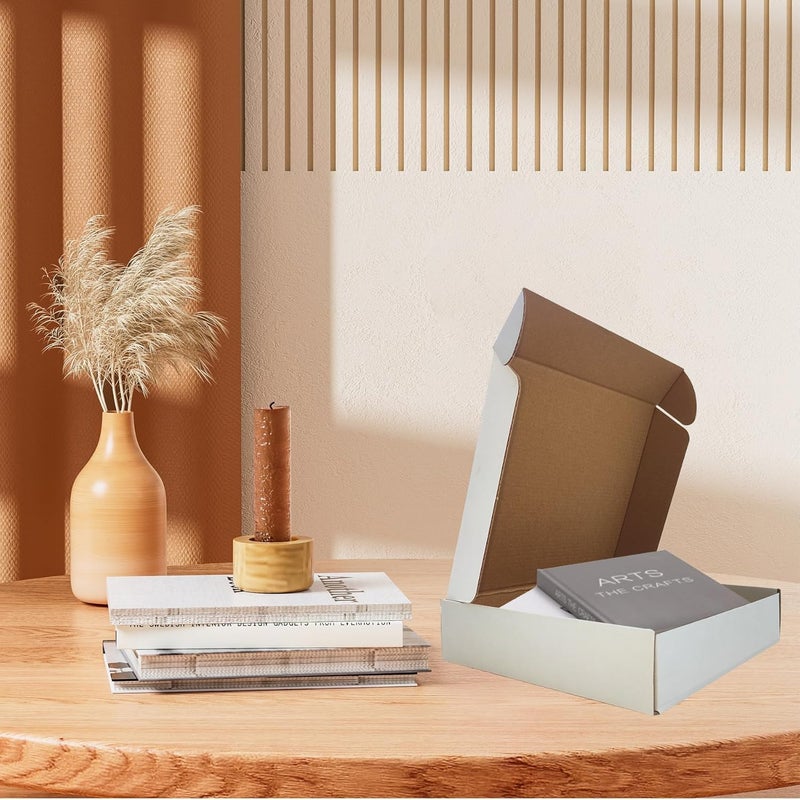 Livejun 9x8x2 inch Shipping Boxes Set of 25， White Corrugated Cardboard Box Mailer Boxes for Packaging Small Business Shipping，Mailing Boxes Bulk for Birthday Wedding Party Book Literature Gift Giving - Image 5
